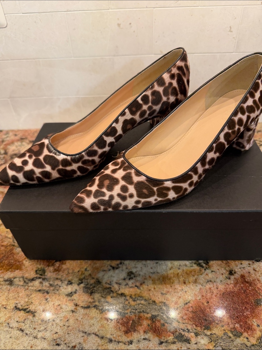 J. Crew Leopard-Print Pointed Toe Block Heel Pumps